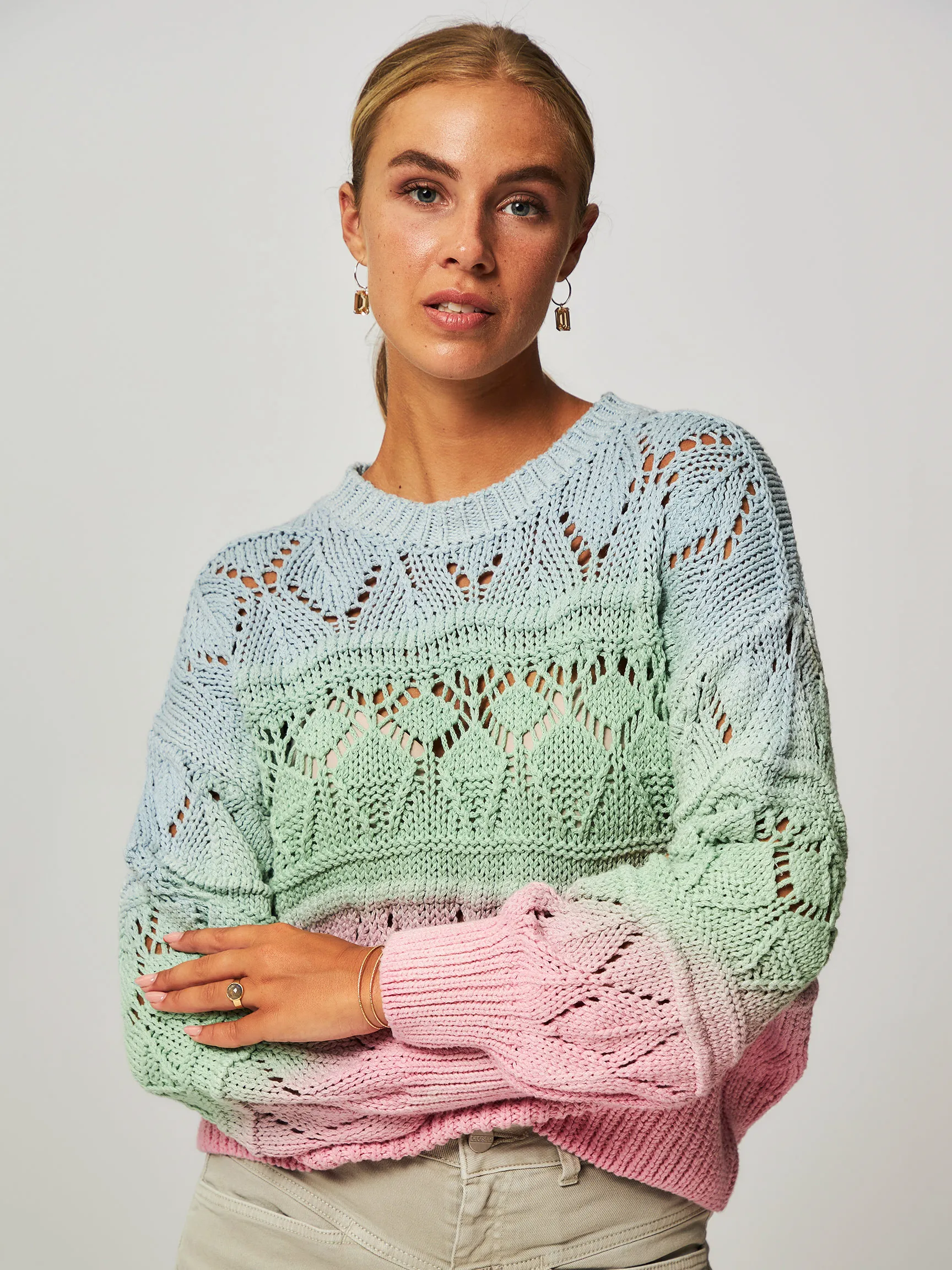 Americandreams Cassie, katoenen trui met dip dye print