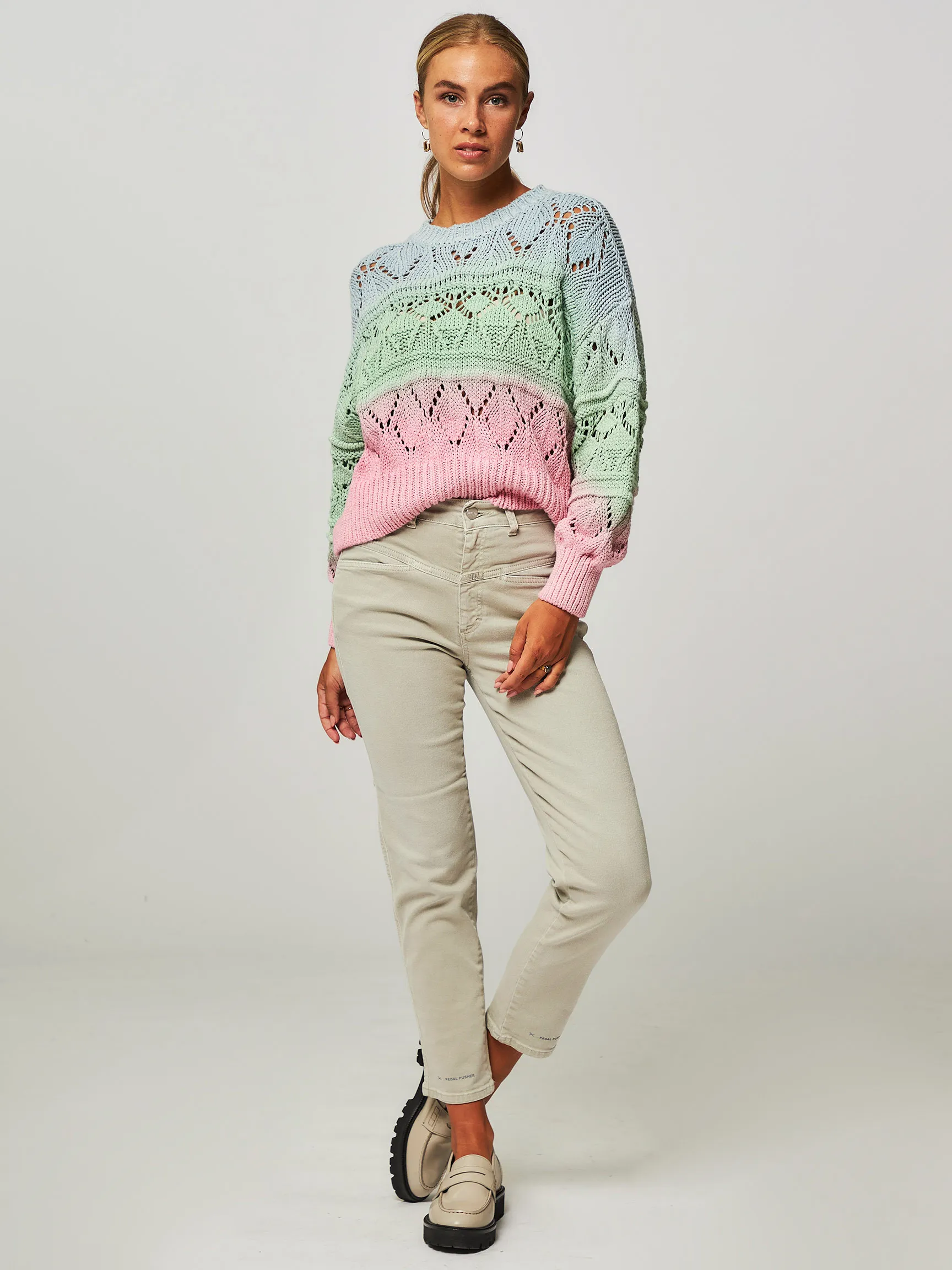 Americandreams Cassie, katoenen trui met dip dye print