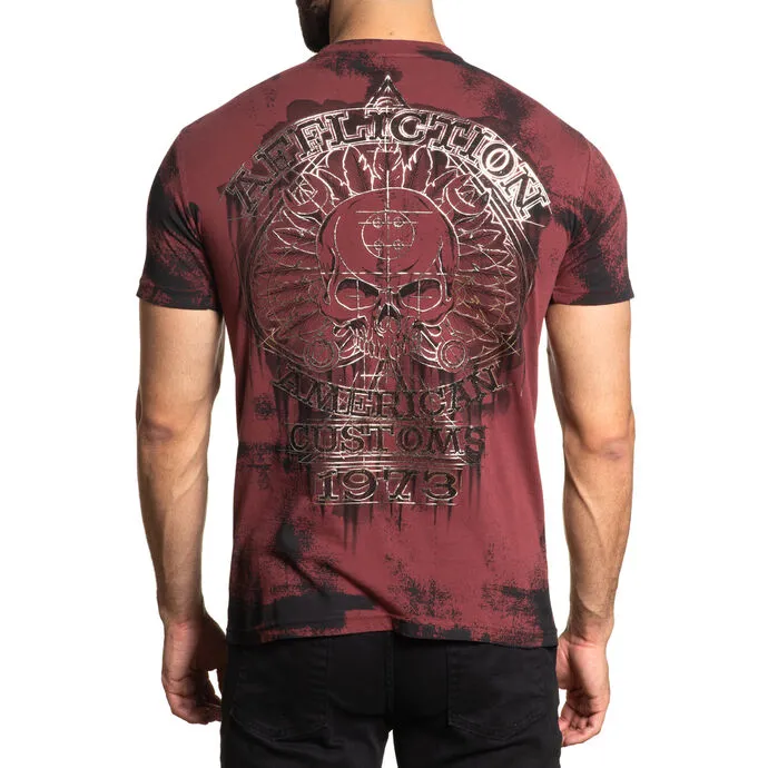 HEREN TSHIRT AFFLICTION  AC OIL SPADE  OXBLOOD RED
