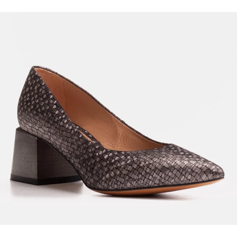 Marco Shoes Elegante pumps van leer met reliëf grijs