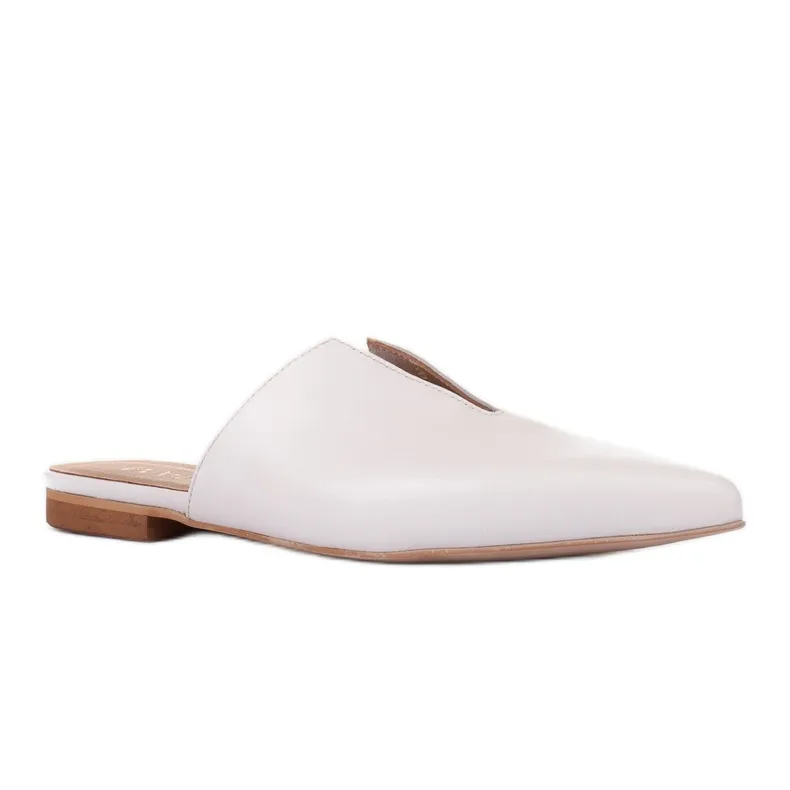 Marco Shoes Leren pantoffels met een uitsparing wit