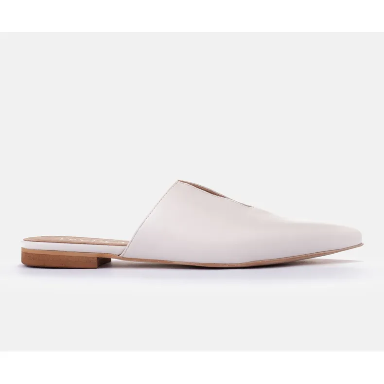 Marco Shoes Leren pantoffels met een uitsparing wit