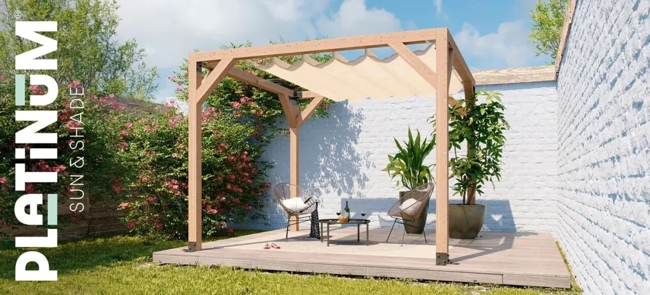 Platinum Platinum Sun & Shade Coolfit harmonica schaduwdoek B200xL500cm Greige