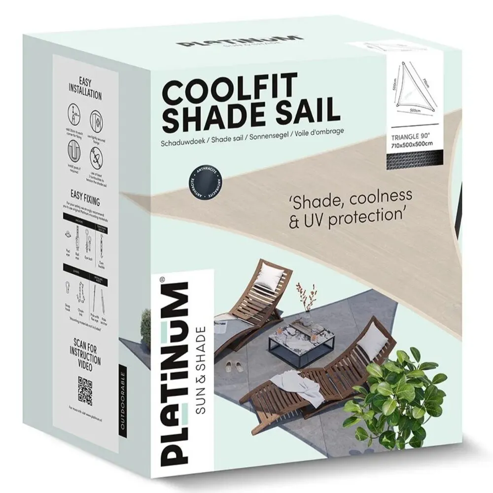 Platinum Platinum Sun & Shade Coolfit schaduwdoek driehoek 90° 710x500x500cm Olijf