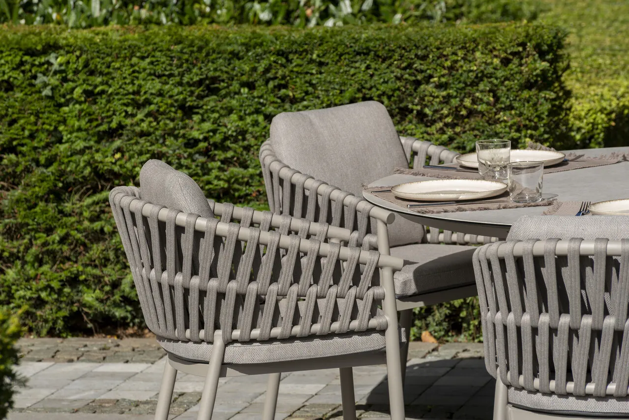 Taste 4SO Catalana Donato dining tuinset 160xH75 cm 7 delig keramiek cloud Taste 4SO