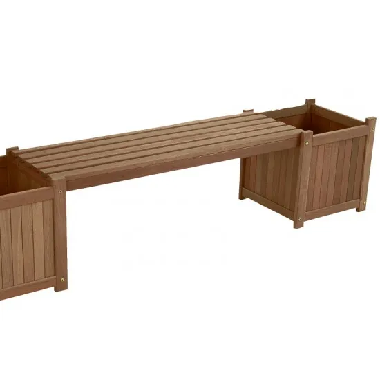 Tuinbank met 2 bloembakken teaklook 174 cm