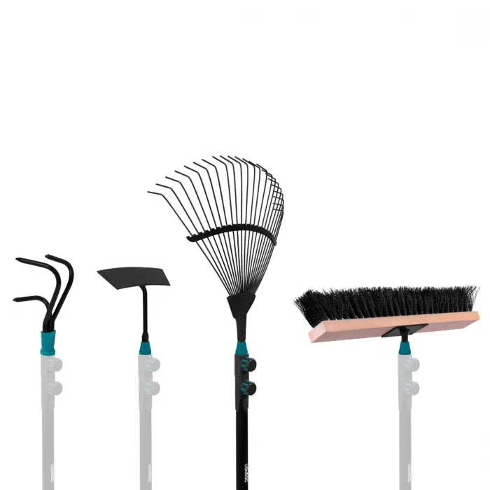 TUINGEREEDSCHAP SET 41, VFIX SYSTEEM| BLADHARK, BEZEM, SCHOFFEL EN CULTIVATOR